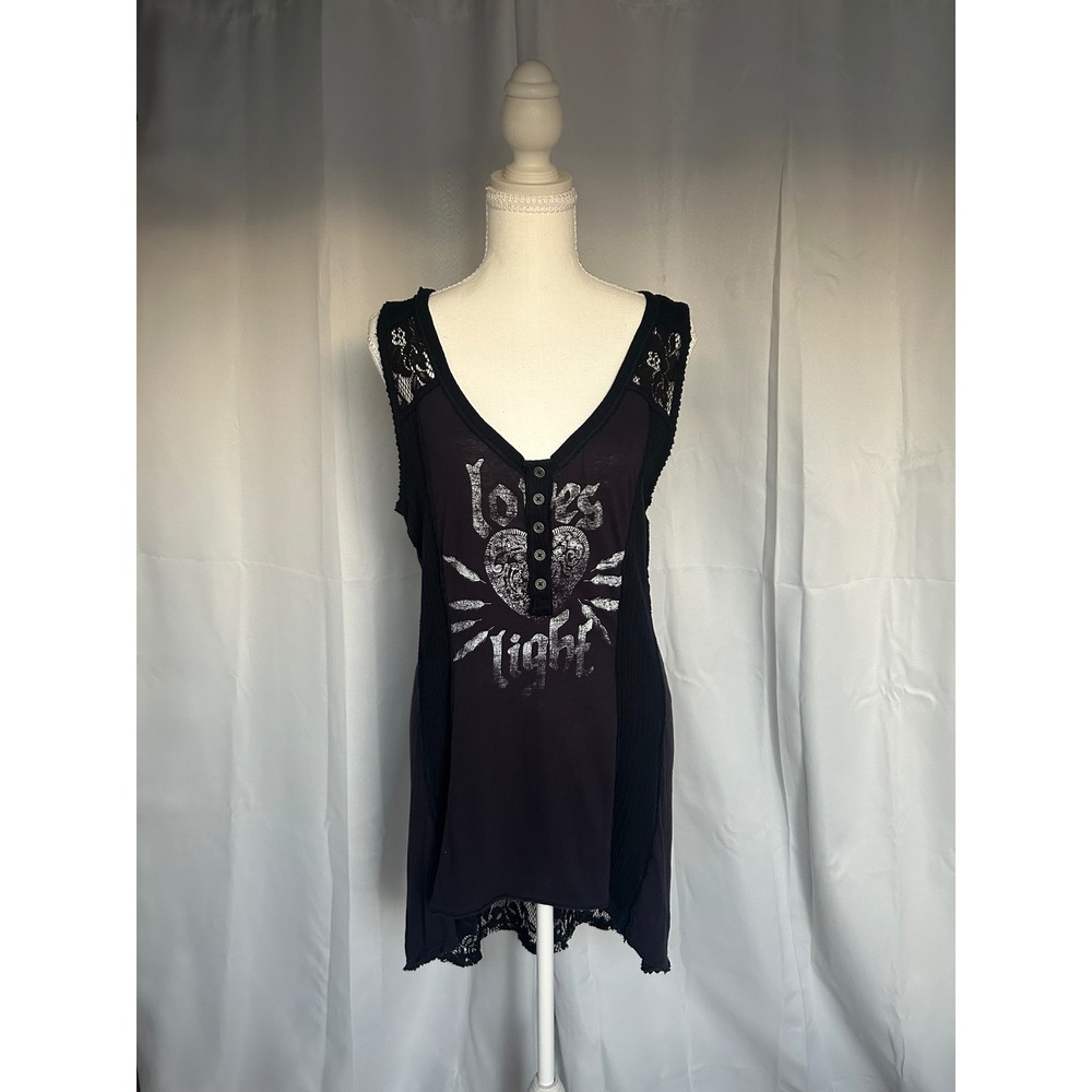 We The Free Free People, Love is Light Lace, night fall, tank top L, B102